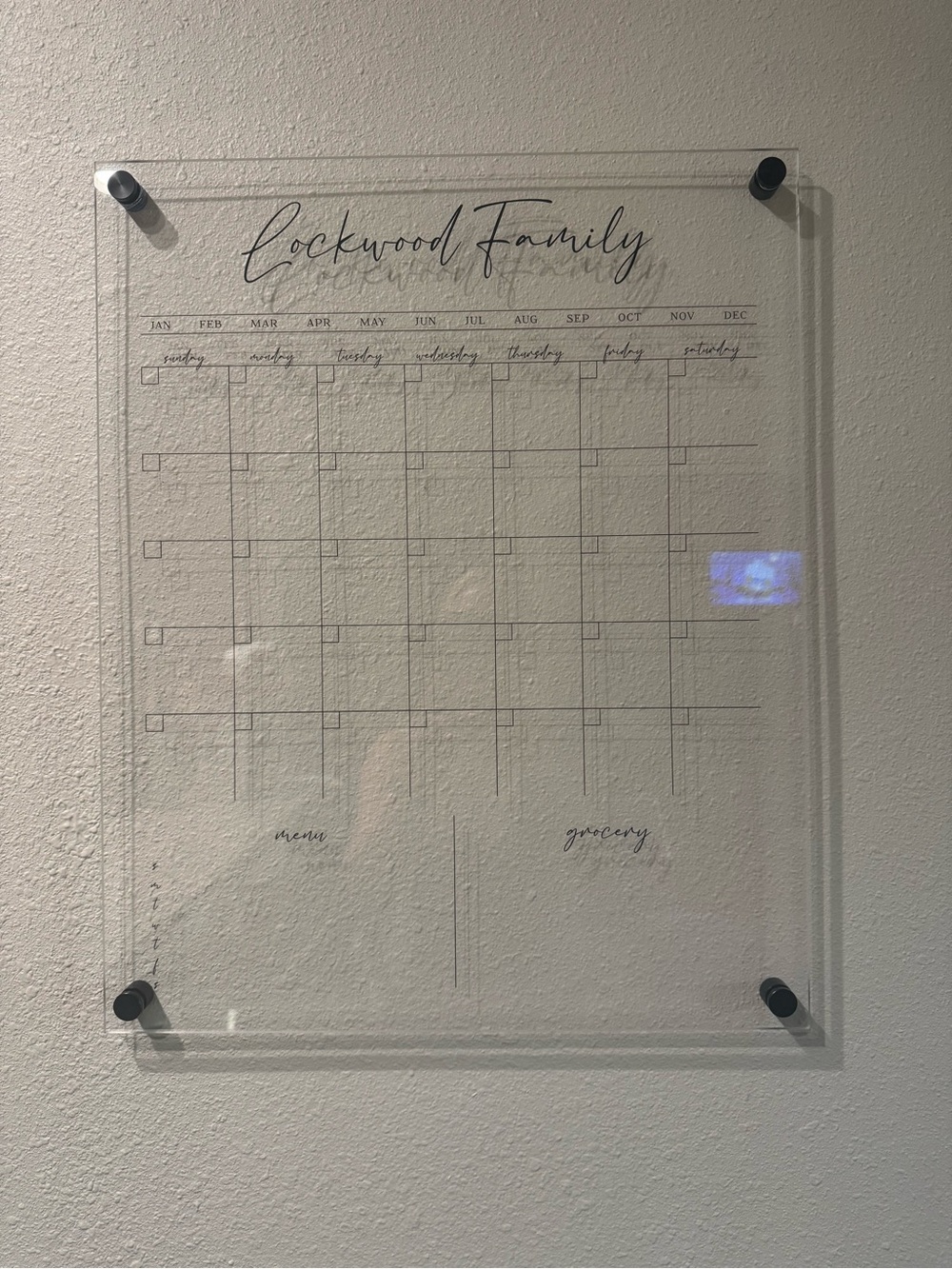 Personalized Clear Acrylic Monthly Calendar Board